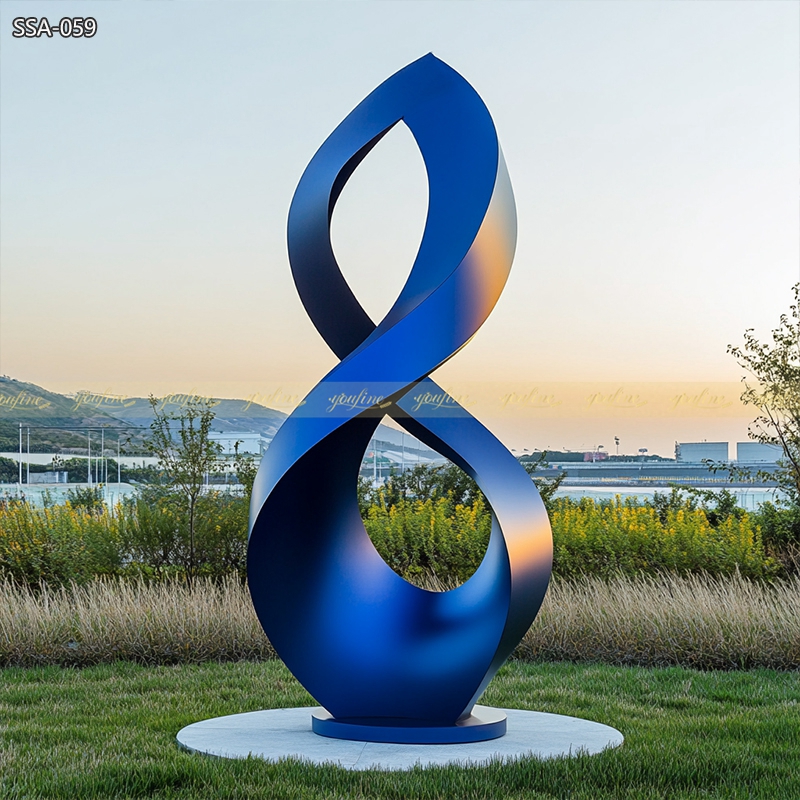 Modern Abstract Blue Metal Sculpture