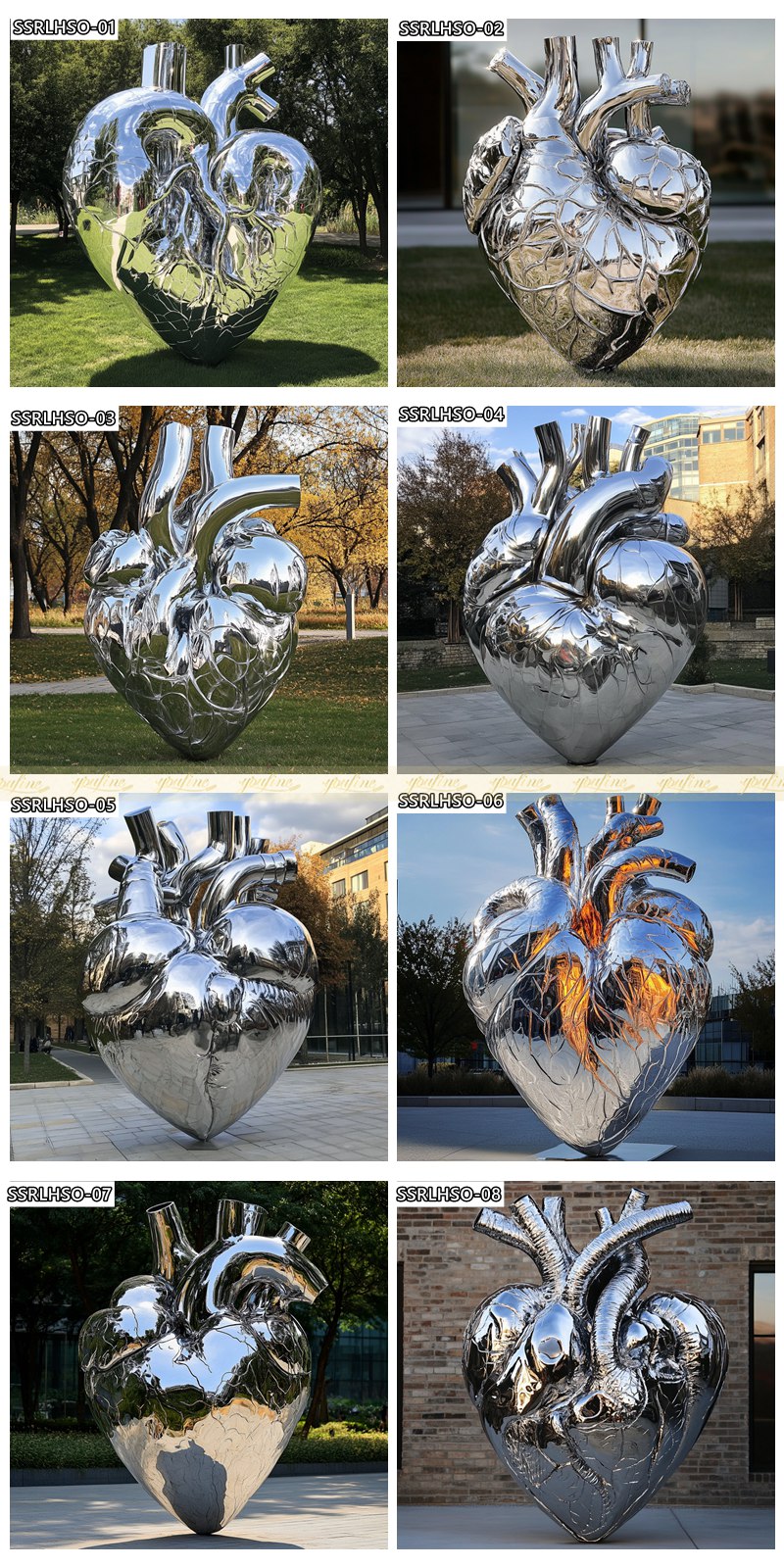 stainless steel Realistic Heart Sculpture for outdoor