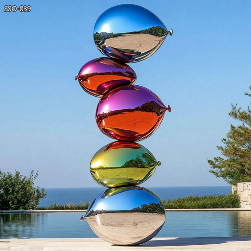 Modern Stacked Metal Balloon Sculpture