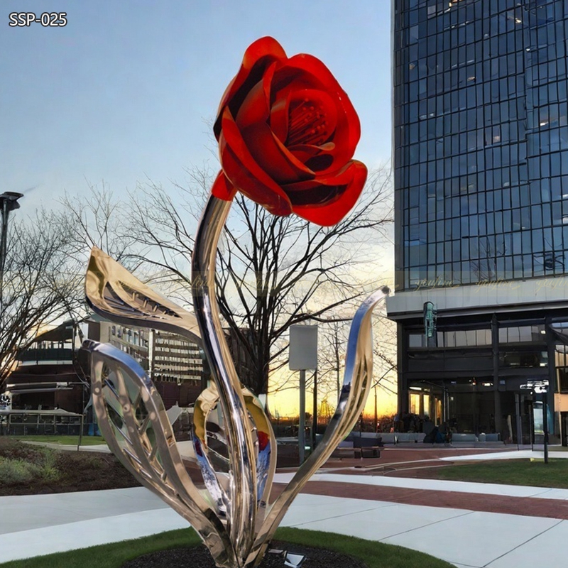 Outdoor Stainless Steel Rose Sculpture