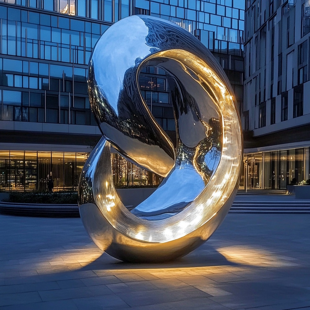 abstract outdoor Stainless steel and resin sculpture