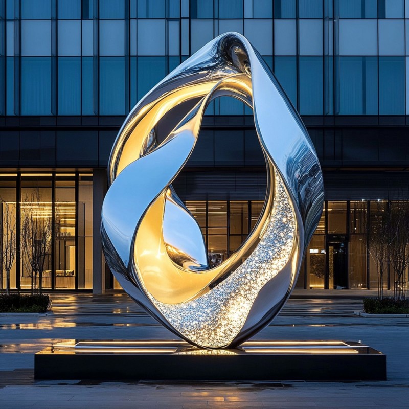 Exploring the Beauty of Stainless Steel Sculptures with Resin and Lighting Integration