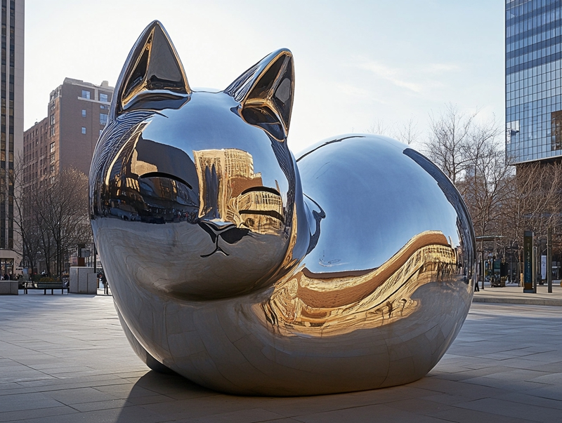 modern Metal Cat Statues