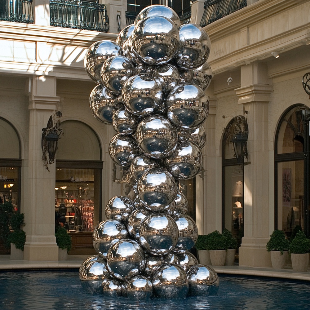 Ball column sculpture for shopping mall