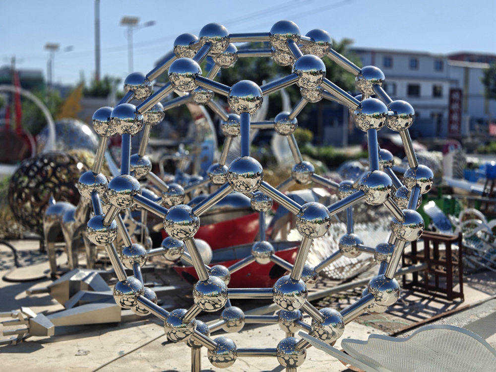 stainless steel Modern Buckyball Art Sculpture