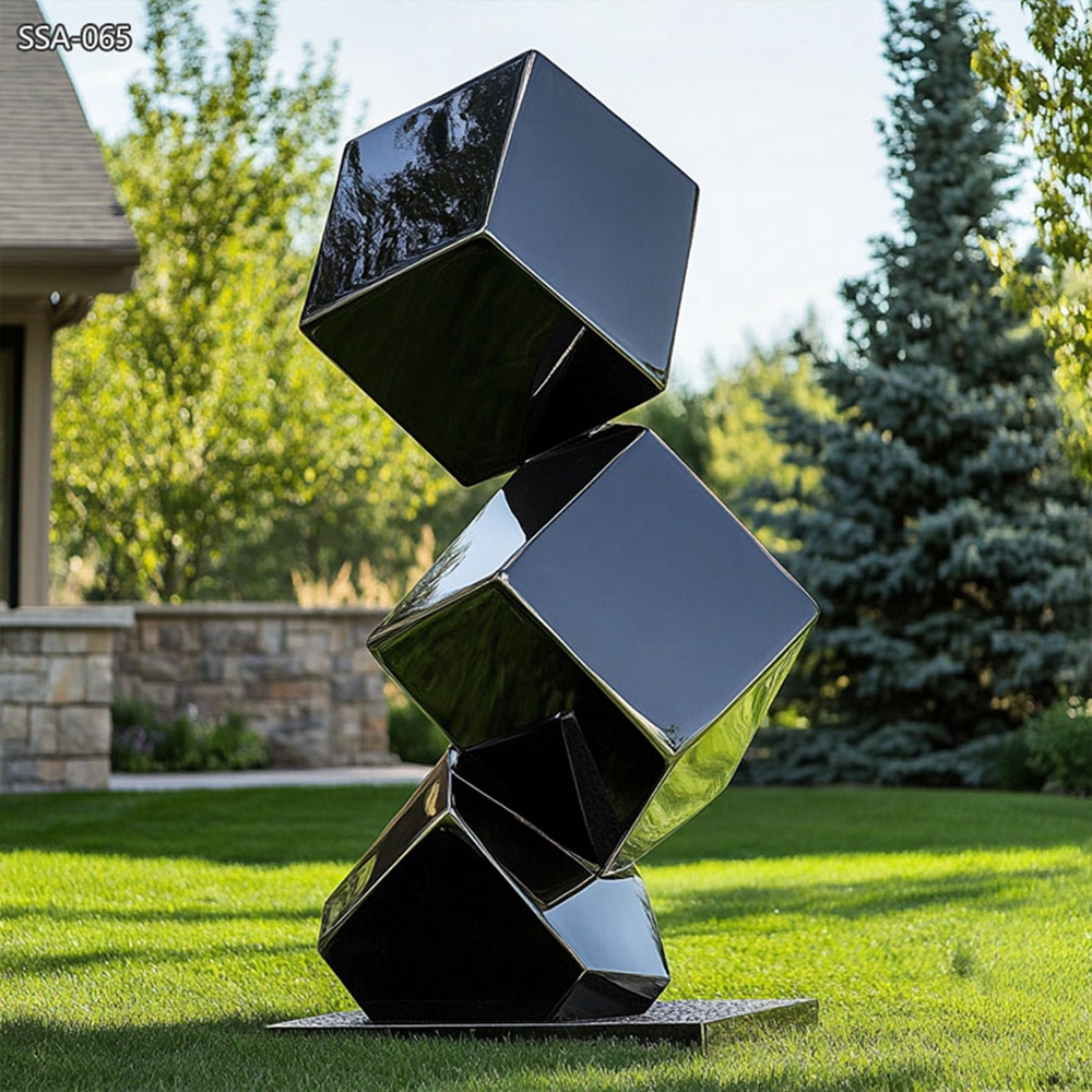 Geometric Modern Black Sculpture for lawn