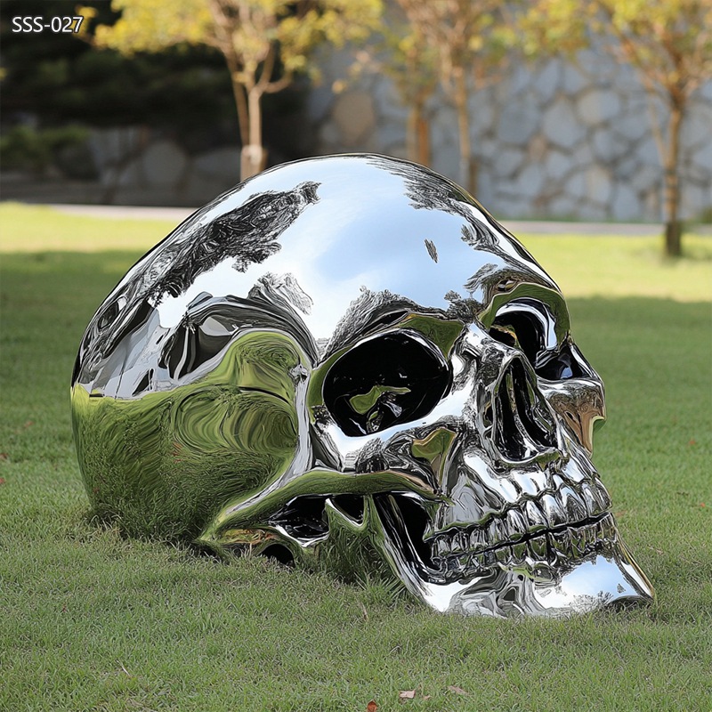 outdoor Modern Stainless Steel Skull Sculpture