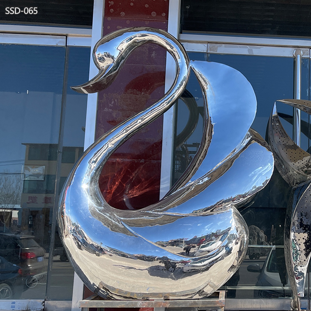 large Stainless Steel Modern Swan Sculpture