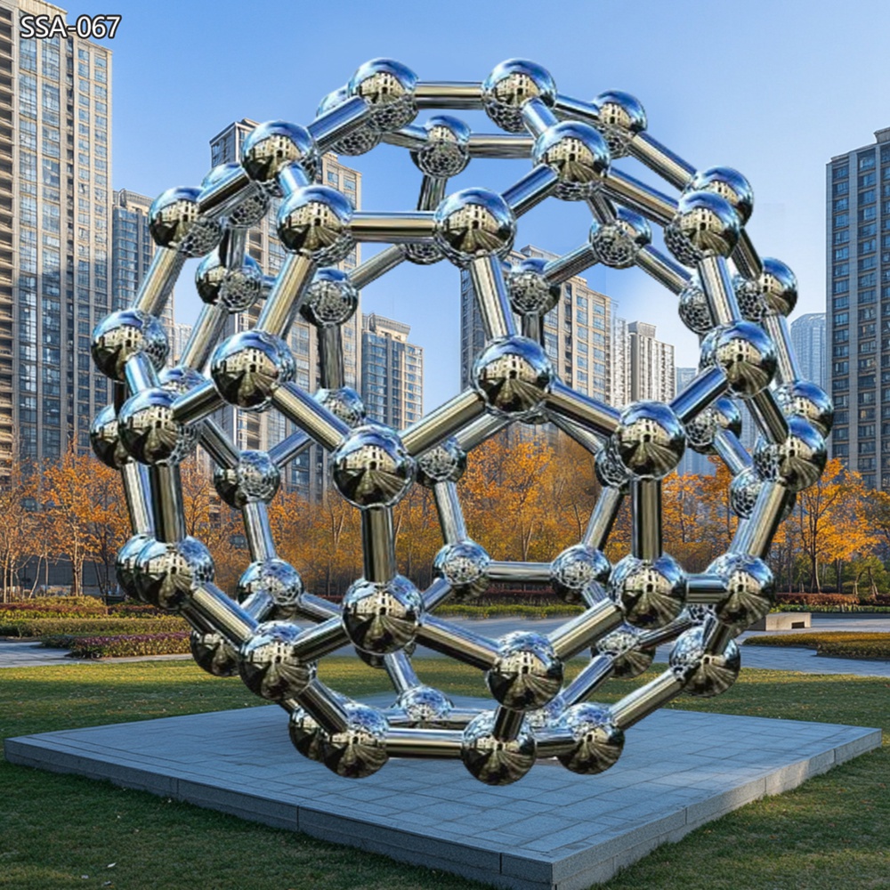 Stainless steel Modern Buckyball Molecule Art Sculpture