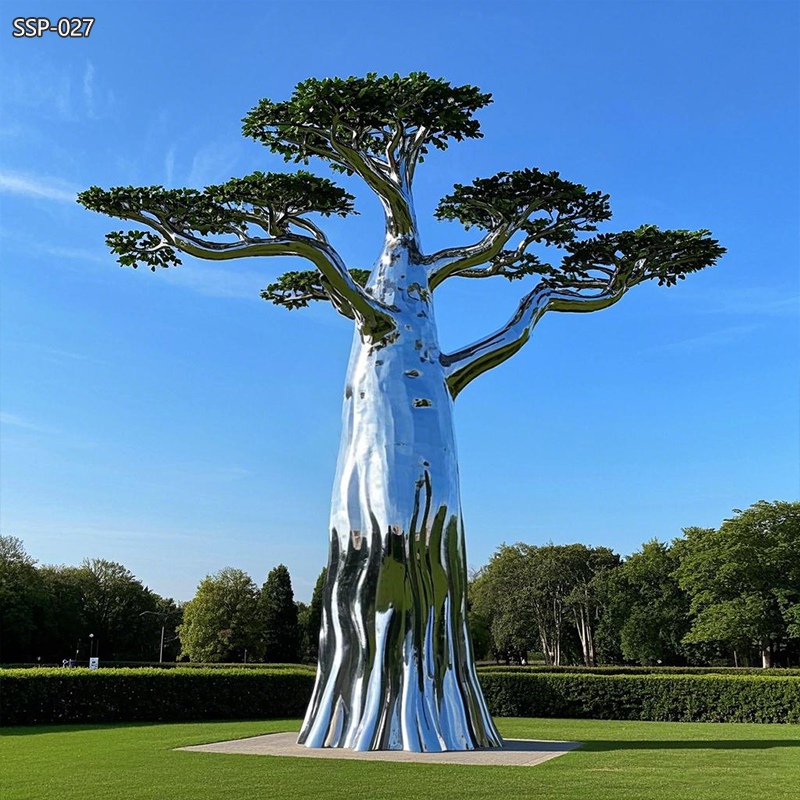 large Stainless Steel Baobab Tree Sculpture