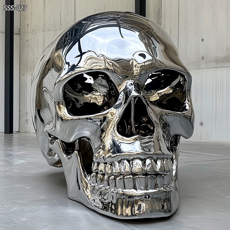 large Stainless Steel Skull Sculpture