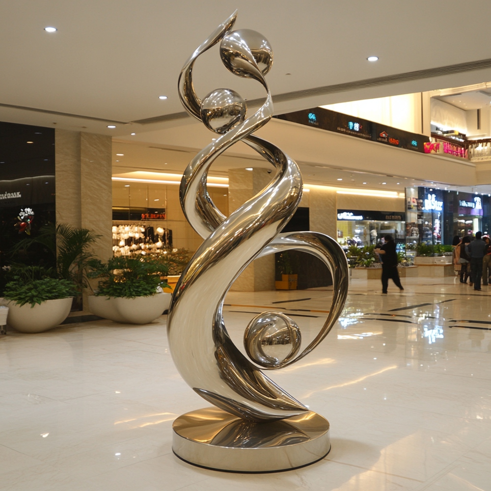 Stainless steel abstract rising sculpture for shopping mall