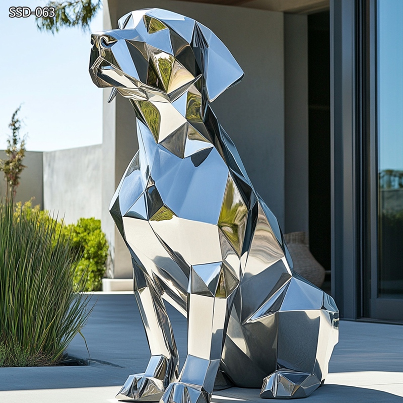 large outdoor modern geometric dog sculpture