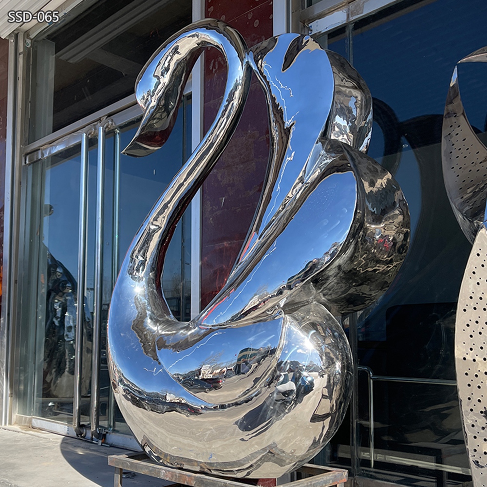 high quality Stainless Steel Modern Swan Sculpture