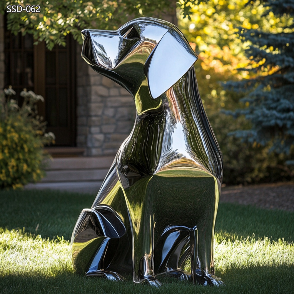 lawn art Stainless Steel Modern Dog Sculpture