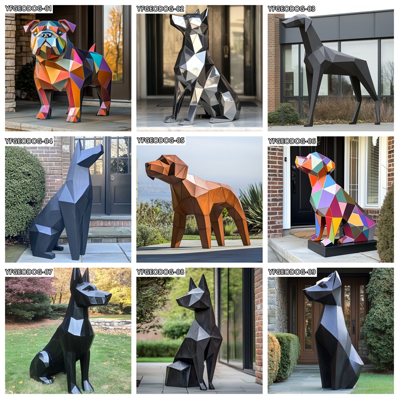 some modern geometric dog sculpture