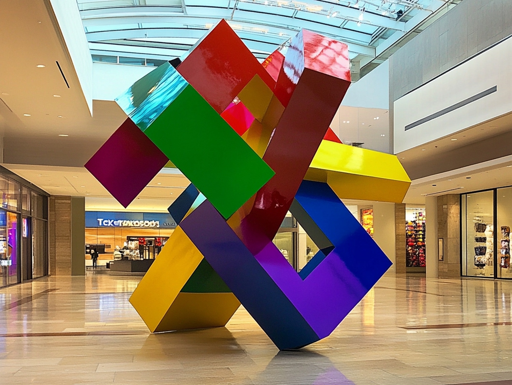 modern geometric sculpture for shopping mall