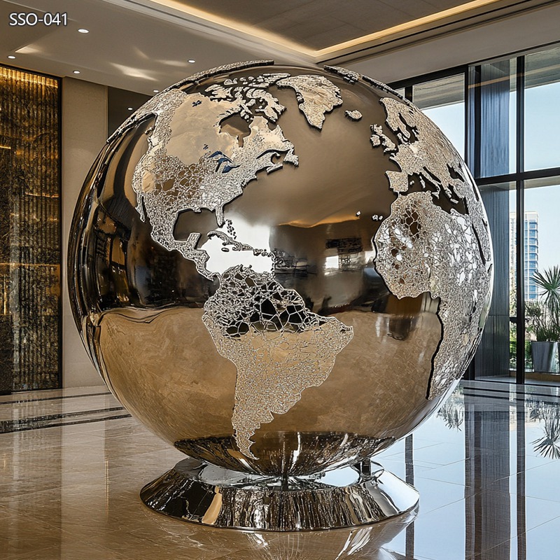 large indoor metal world sculpture