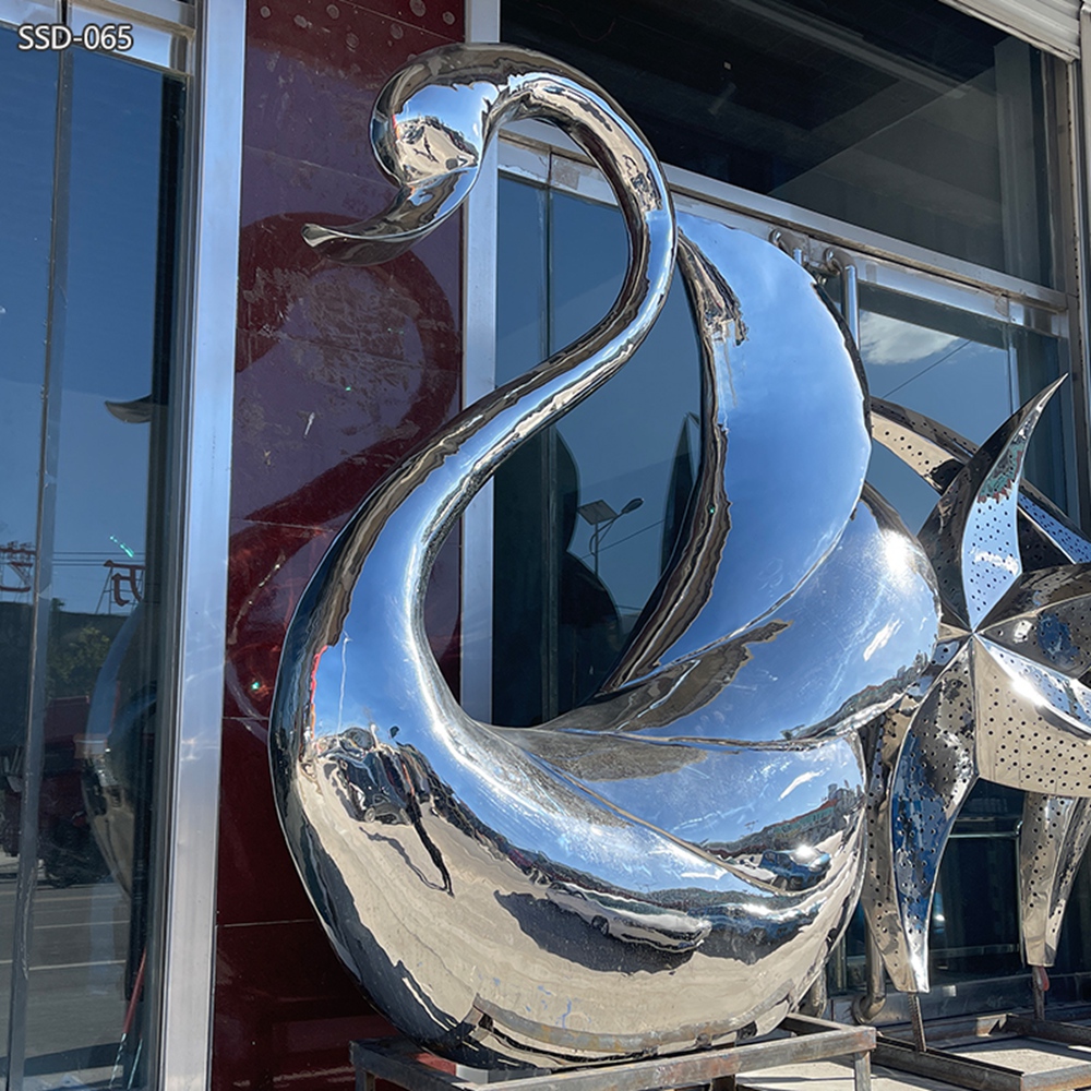 Stainless Steel Modern Swan Sculpture