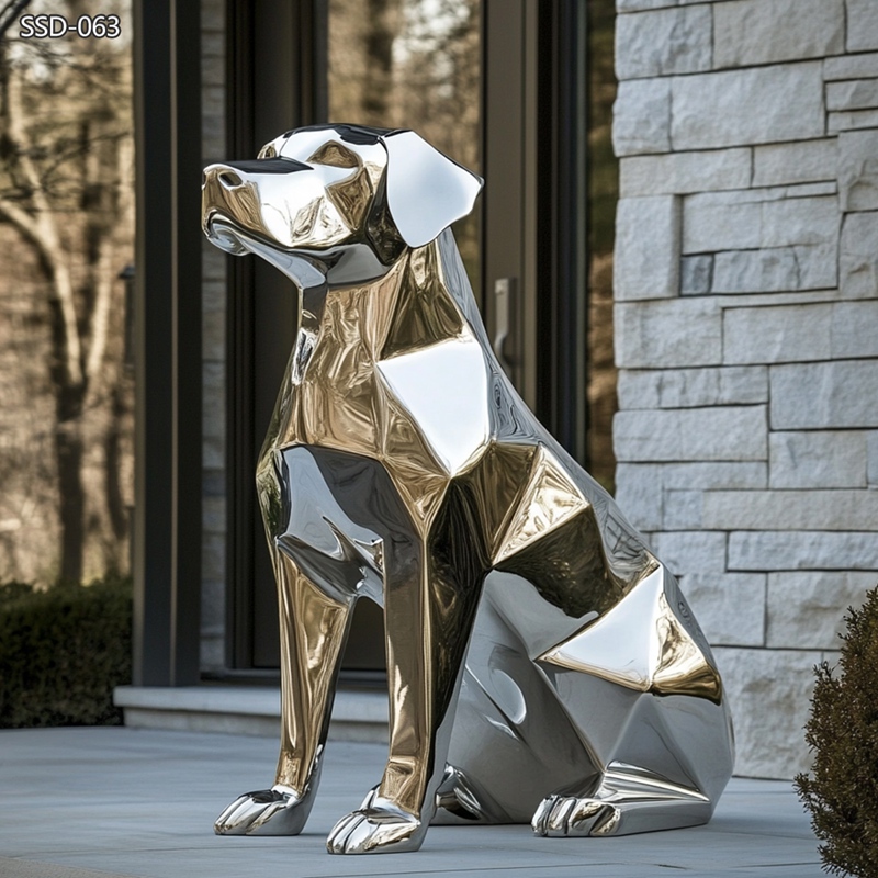 Outdoor Modern Geometric Dog Sculptures