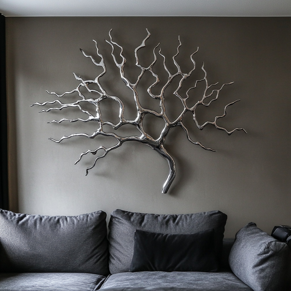 home decor stainless steel tree sculpture for wall