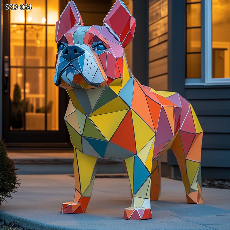 colorful Geometric Bulldog Sculpture