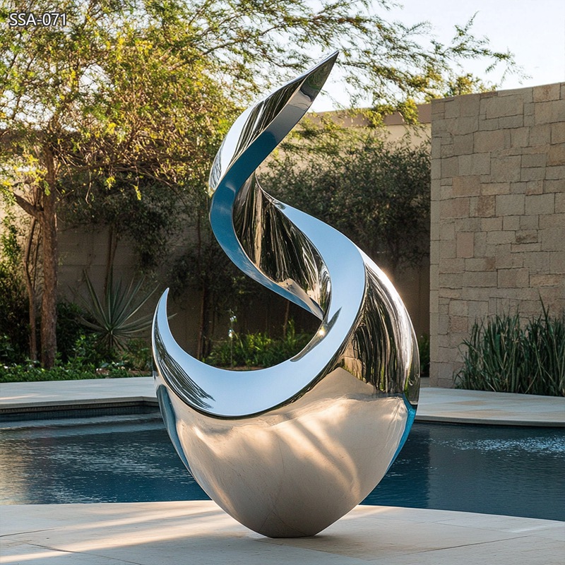 Stainless Steel Abstract Rising Water Feature Sculpture