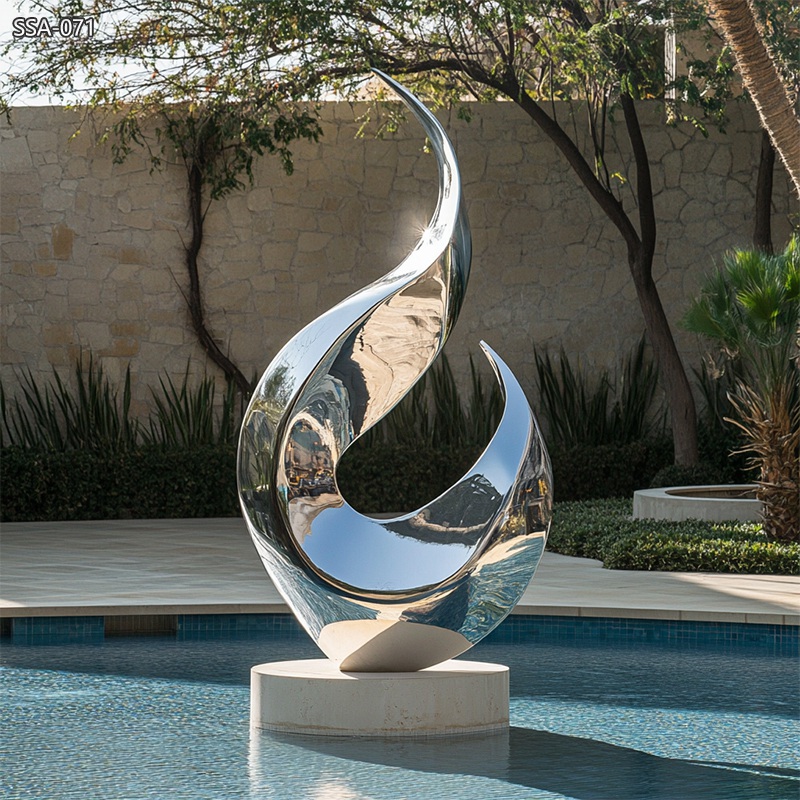 modern Stainless-Steel-Abstract-Water-Feature-Sculpture