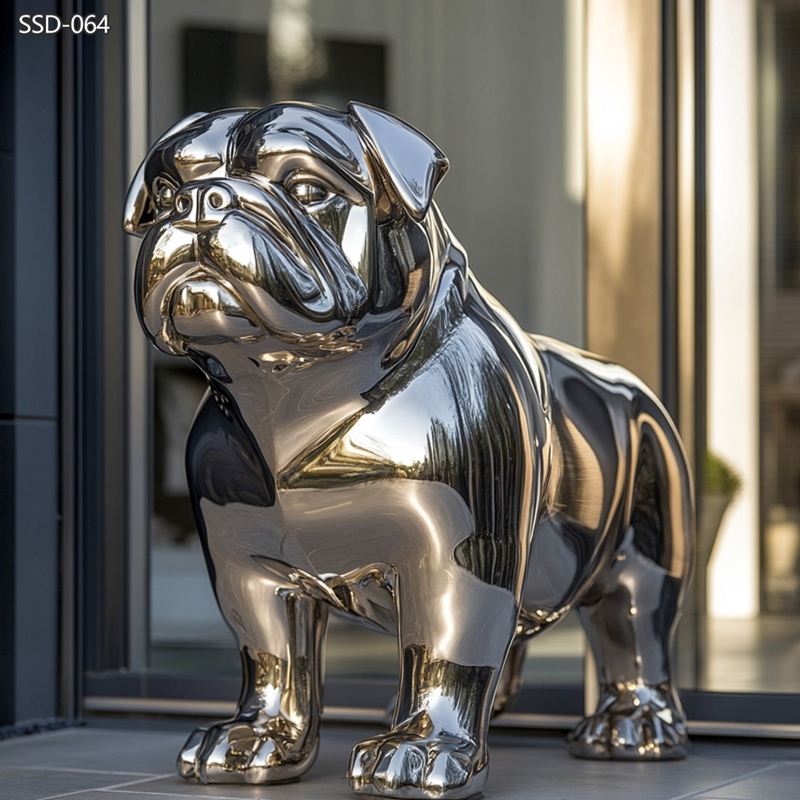 polished Stainless Steel Bulldog Sculpture