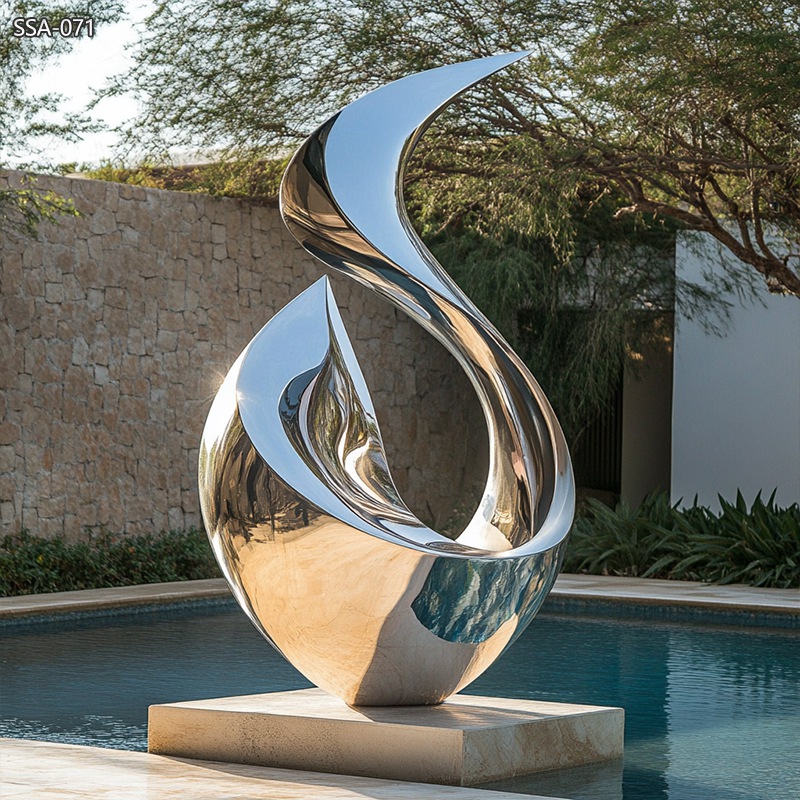 modern Stainless Steel Water Feature Sculpture