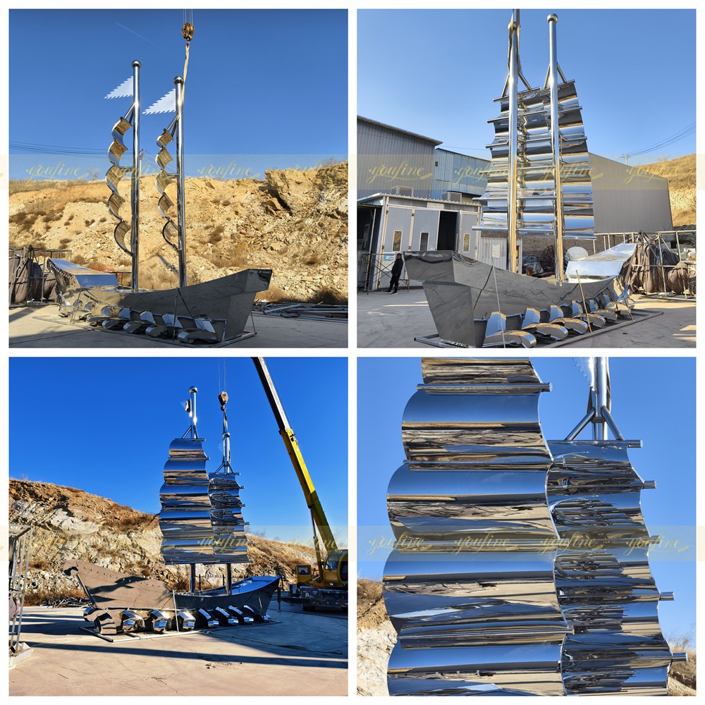 Giant Metal Boat Sculpture