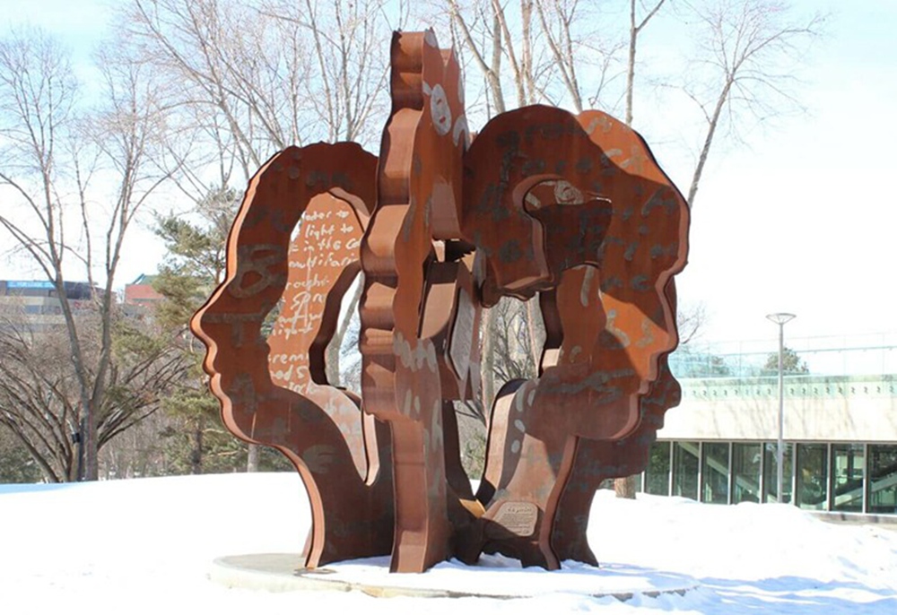 large corten steel Alberta Teachers Centennial Sculpture