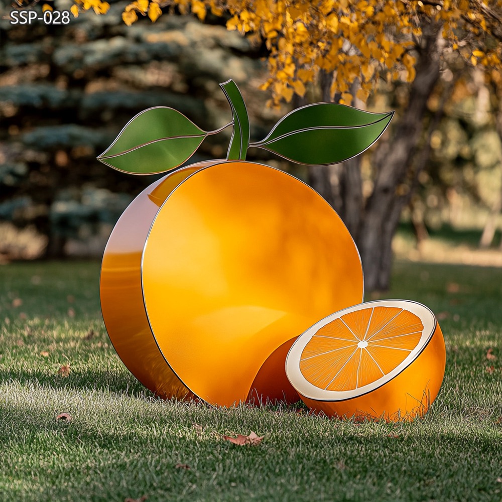 outdoor stainless steel Fruit Orange Sculpture