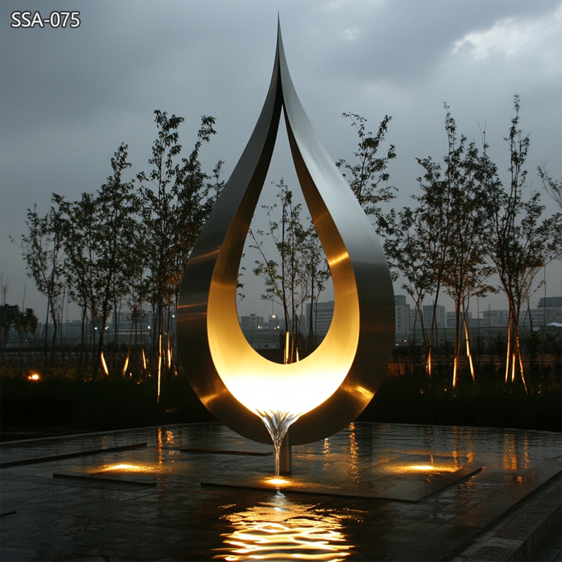 Modern Metal Abstract Water Drop Sculpture - Abstract Water Sculpture - 2