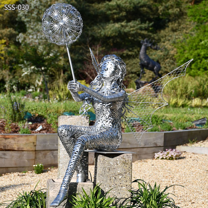 Stainless Steel Metal Fairy Sculpture for Yard Art - Garden Metal Sculpture - 4