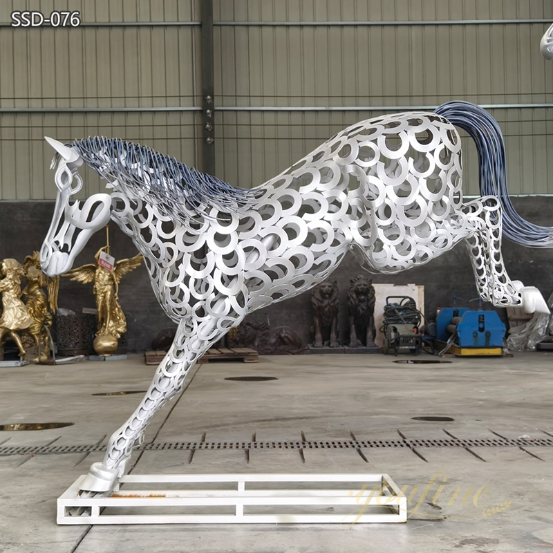 modern Stainless Steel Hollow Art Horse Sculpture