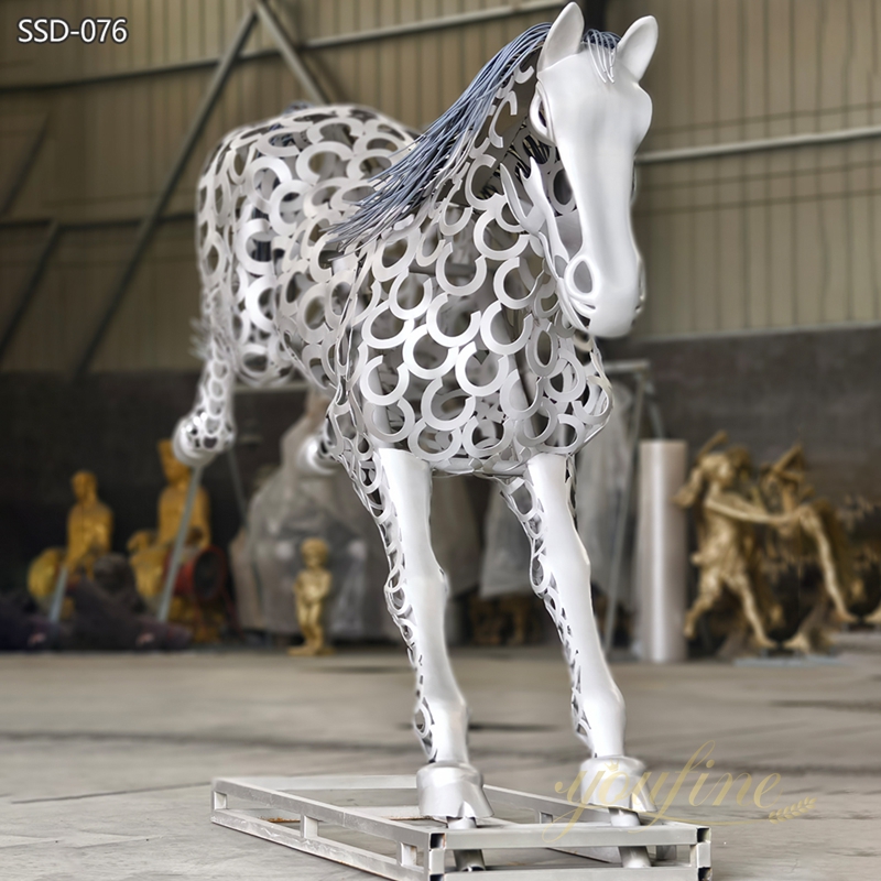 modern Stainless Steel Hollow Art Horse Sculpture