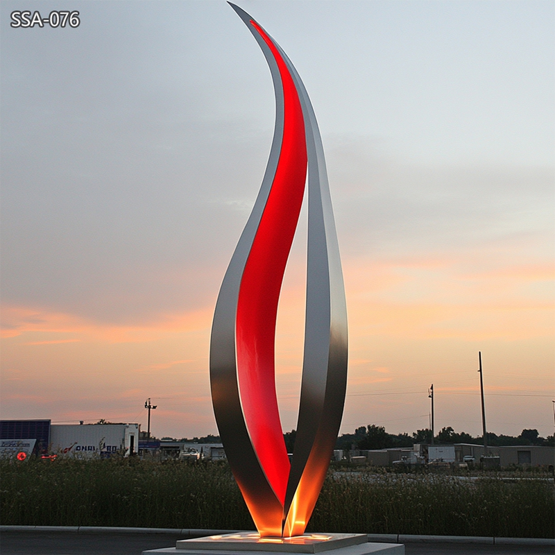 modern Stainless Steel Large Abstract Flame Sculpture