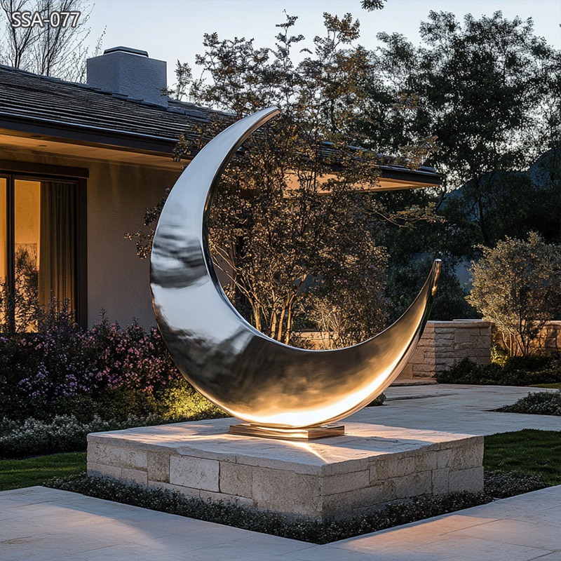 large metal art crescent moon sculpture for yard