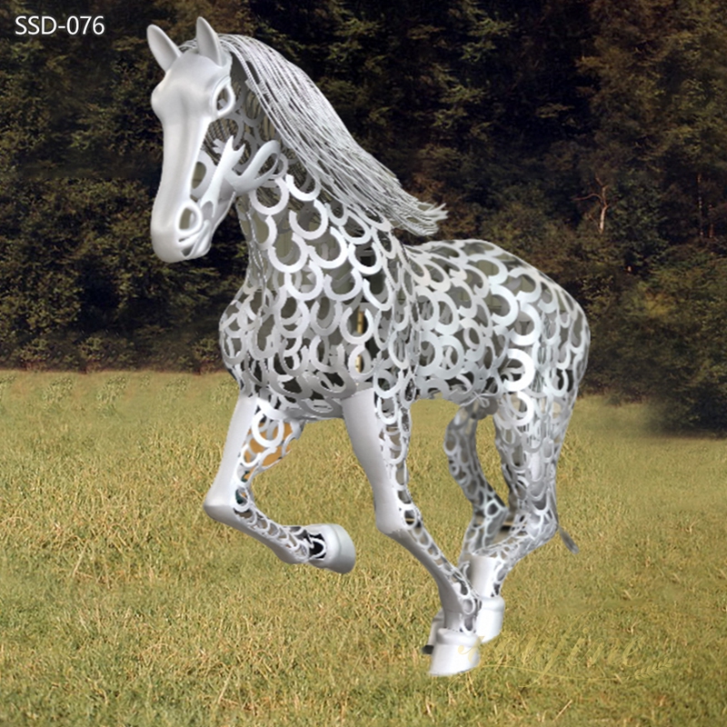 life size modern metal Hollow Art Horse Sculpture for Lawn